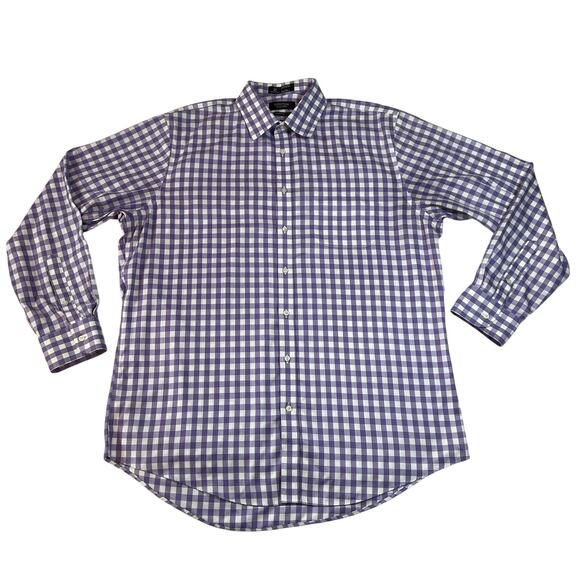 Nordstrom Men's Traditional Fit Wrinkle Free Gingham Dress Shirt Size 16.5/35 - Picture 1 of 9
